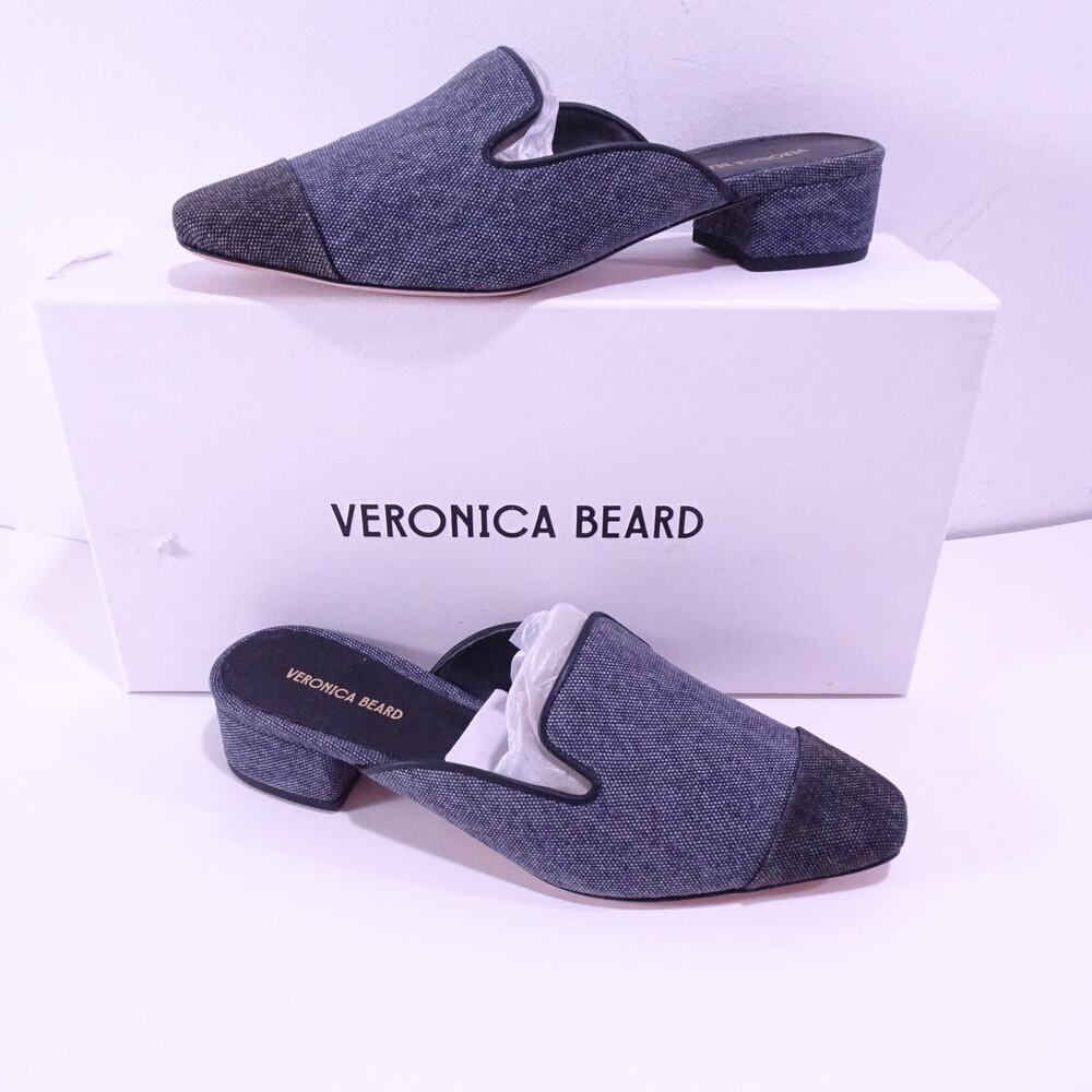 Veronica Beard Black and Gray Heeled Mules - Picture 4 of 9
